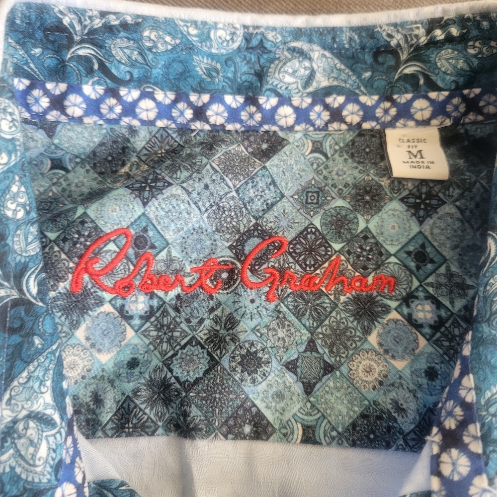 Robert Graham Men's M Short Sleeve Button Down Shirt Jacquard Paisley - Picture 2 of 6